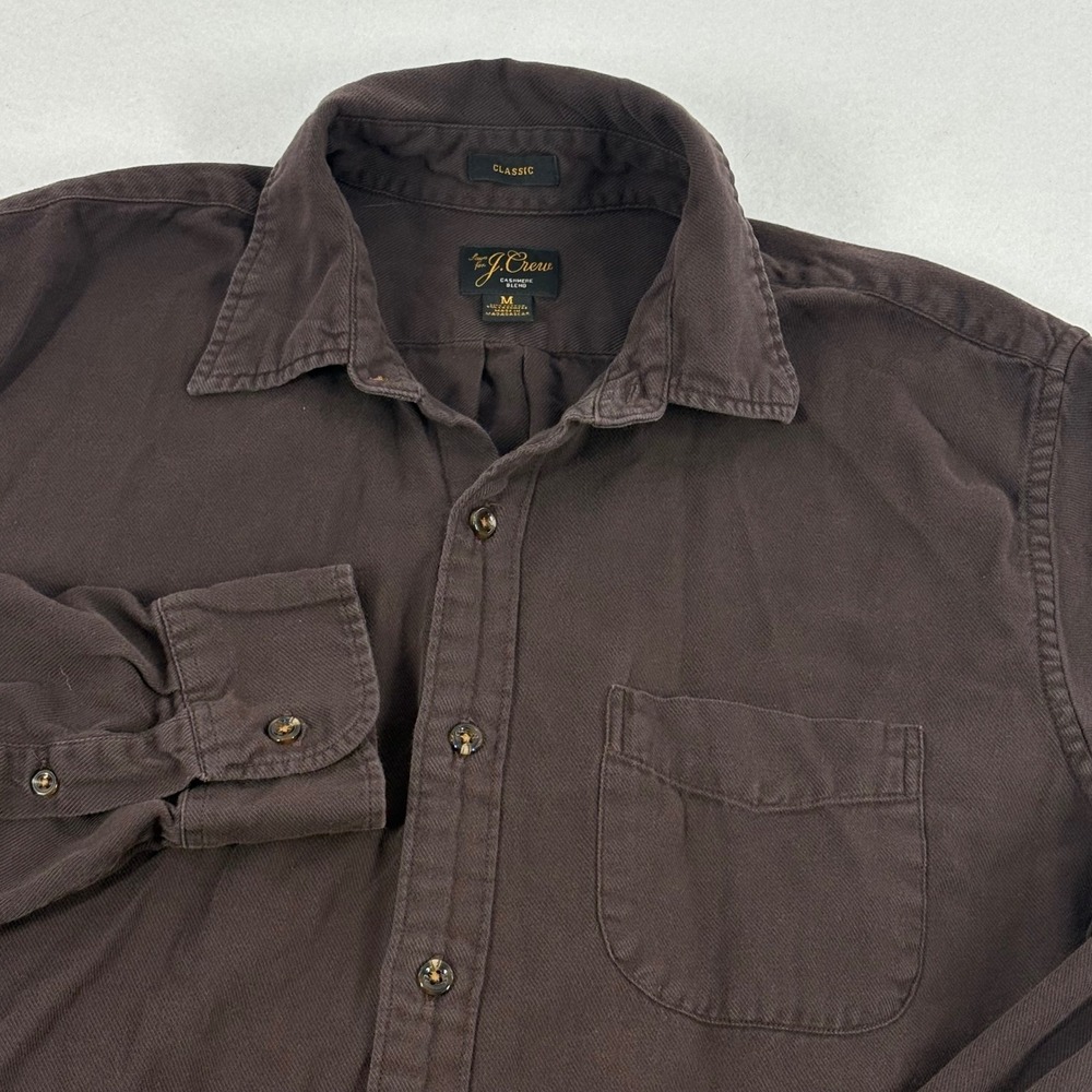 J.Crew Button Up Shirt‎ Mens M Brown Faded Cotton Cashmere Grunge Prep 90s Cabin